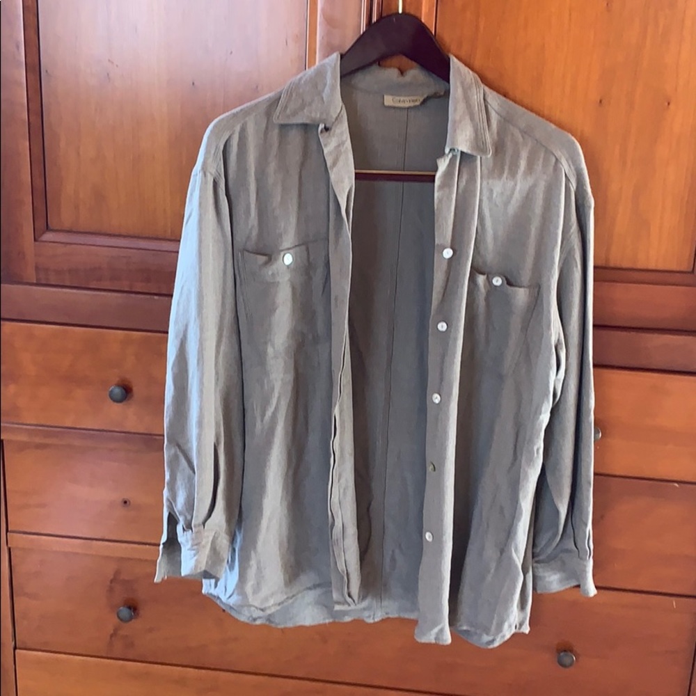 Grey Calvin Klein button up shirt